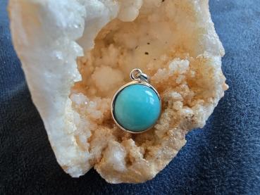 Silberanhänger mit Cabochon - Amazonit / rund 12 mm