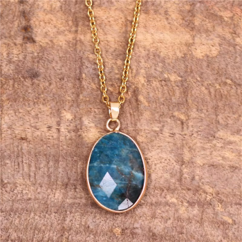 Apatit Tropfen Kette – Edelstahl goldfarben
