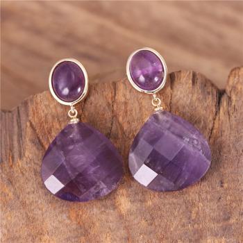 Amethyst Tropfenohrringe – Vergoldet
