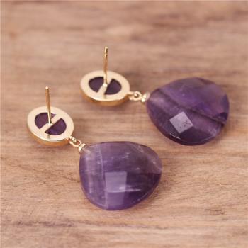 Preview: Amethyst Tropfenohrringe – Vergoldet