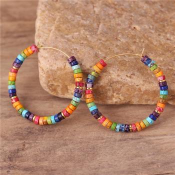 7 Chakra Jaspis Creolen – Bunte Natursteinperlen