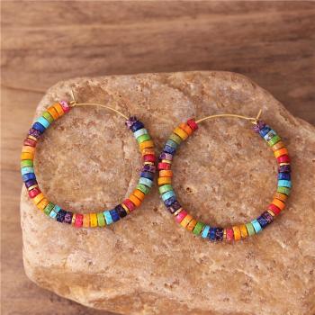 Preview: 7 Chakra Jaspis Creolen – Bunte Natursteinperlen