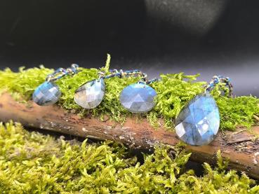 Labradorit Kette – Schimmernder Naturstein Anhänger in Tropfen- oder Kreisform