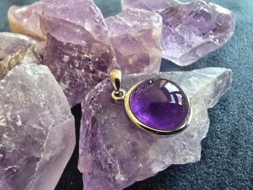 Silberanhänger mit Cabochon - Amethyst / rund 12 mm