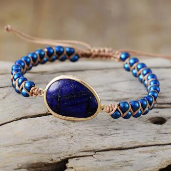 Lapislazuli Armband mit Natursteinperlen – handgefertigt, vegan