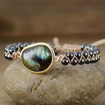 Labradorit Armband mit Natursteinperlen – handgefertigt, vegan
