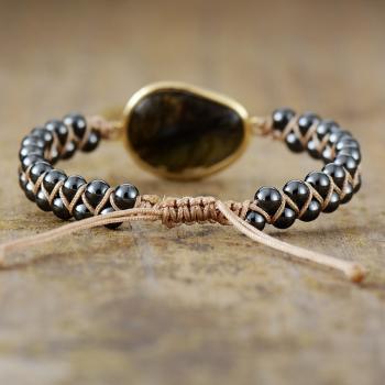 Labradorit Armband mit Natursteinperlen – handgefertigt, vegan