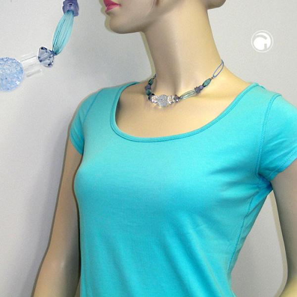 Kette hellblau-türkis-transparent Kunststoff Kordel hellblau 42cm