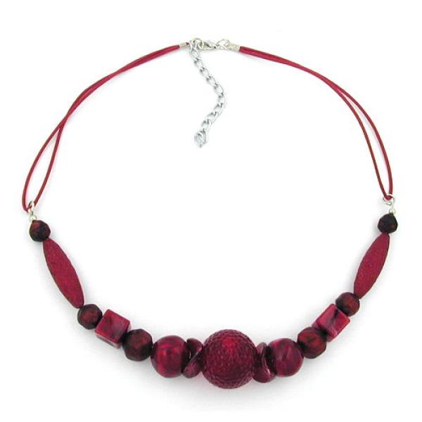 Kette 21mm Wabenperle bordeaux-dunkelrot Kordel 45cm