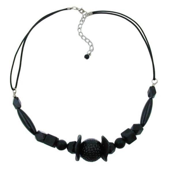 Kette 21mm Wabenperle Kunststoff schwarz glänzend Kordel schwarz 45cm