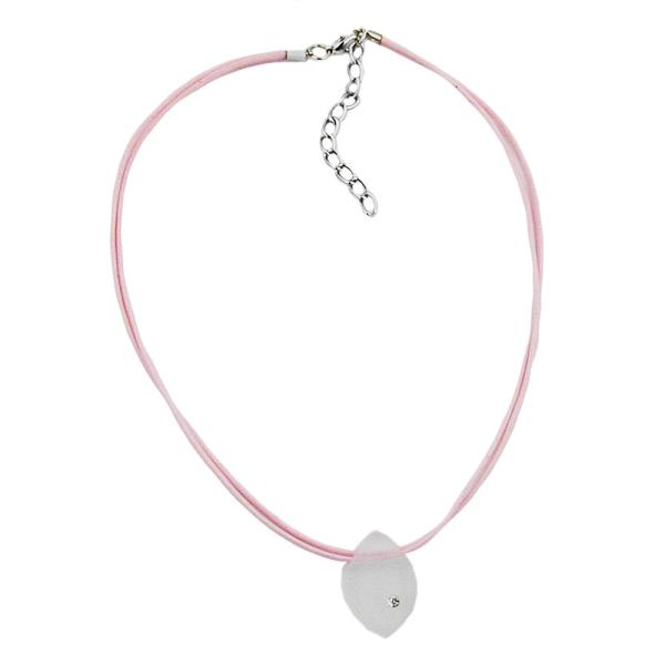 Kette Anhänger Kunststoff kristall-transparent-matt Kordel rosa 38cm