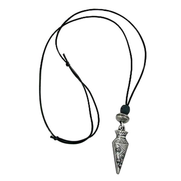 Kette 67x12mm spitze Tüte Kunststoff altsilberfarben Kordel schwarz 90cm