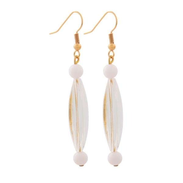 Ohrhaken Ohrhänger Ohrringe 60x8mm Rillenolive kristall-transparent weiß Kunststoff