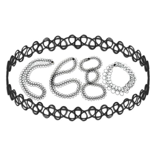 Kette 4 Stück flexible Tattoo-Kette schwarz 36cm