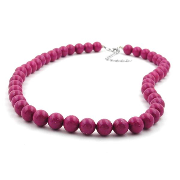 Kette 10mm Kunststoffperlen beere-violett-glänzend 80cm