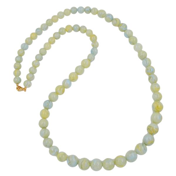 Kette 10-12-14mm Kunststoffperlen gelb-grün-blau-weiß-marmoriert 85cm