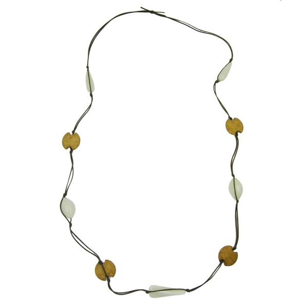 Kette geknotet Kunststoffperlen oliv mint Kordel oliv 95cm