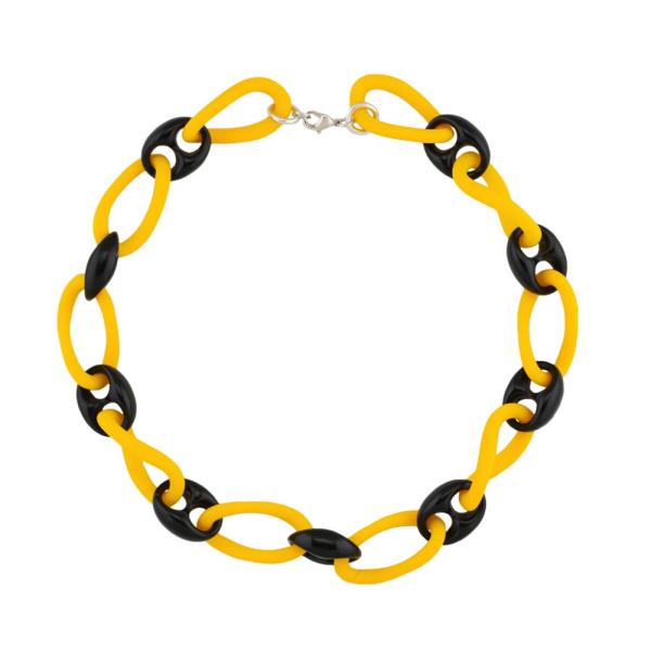 Kette 35x18mm große Kettenglieder gelb-schwarz Kunststoff 45cm