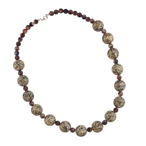 Kette 18mm Perle Kunststoff beige-braun-gold gesprenkelt 55cm
