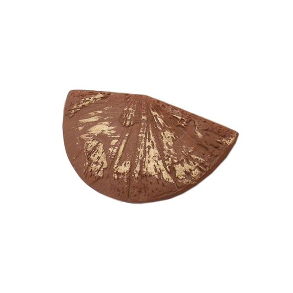 Brosche Anstecknadel 37x70x7mm Kunststoff Fächer braun-gold-strich