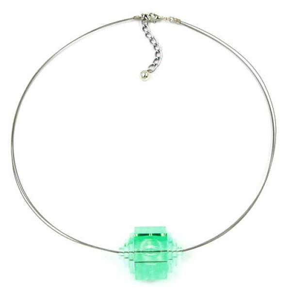 Kette 30x22mm Stufenperle Kunststoff mint-transparent Edelstahldraht 45cm