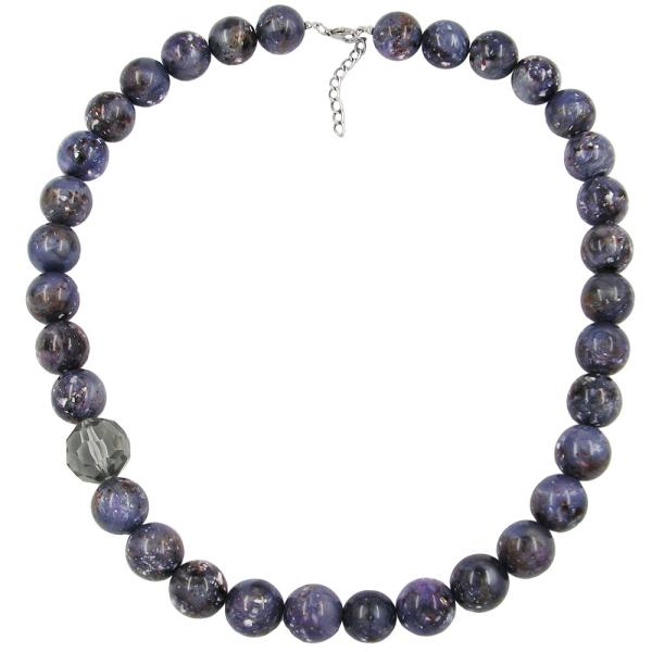 Kette 18mm Perlen Kunststoff lila-grau-weiß-marmoriert 60cm