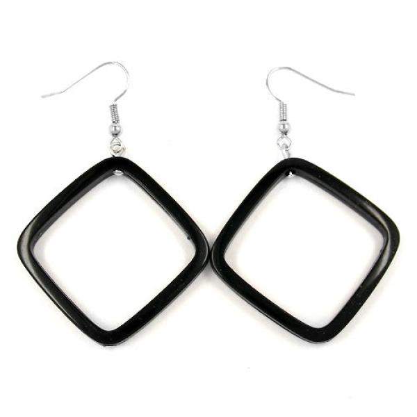 Ohrhaken Ohrhänger Ohrringe 58x39mm Viereckrahmen schwarz-glänzend Kunststoff