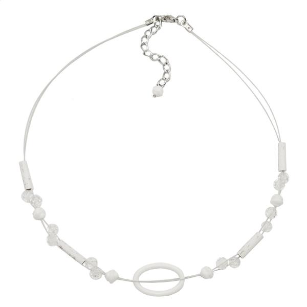 Kette Drahtkette 25x16mm Ring oval weiß transparent Kunststoff 42cm