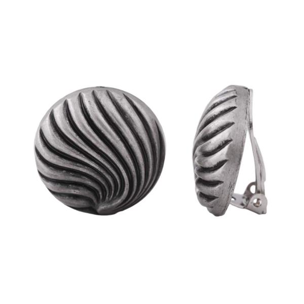 Clip Ohrring ca. 21mm Muscheldekor altsilberfarben matt antik geschwärzt Kunststoff