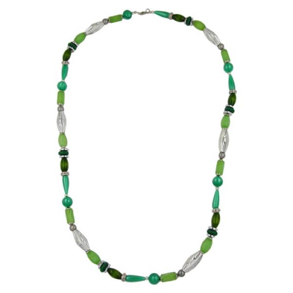 Kette mint-seide kiwi-grün Kunststoff multi-color silberfarben 90cm