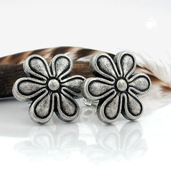 Clip Blume altsilber-farbig