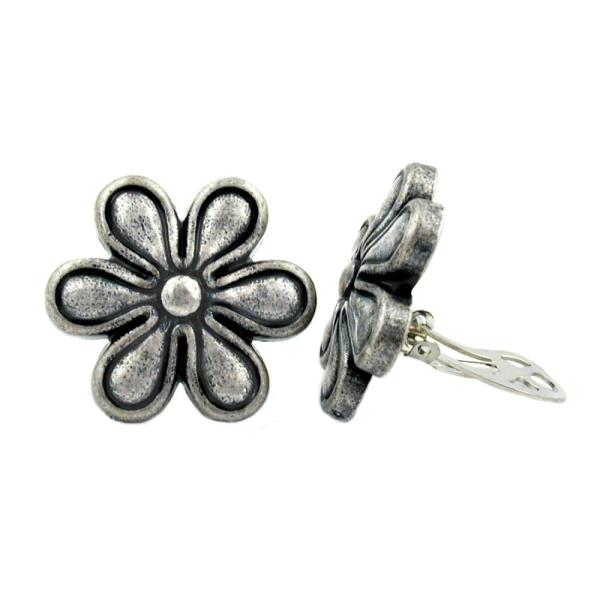 Clip Blume altsilber-farbig