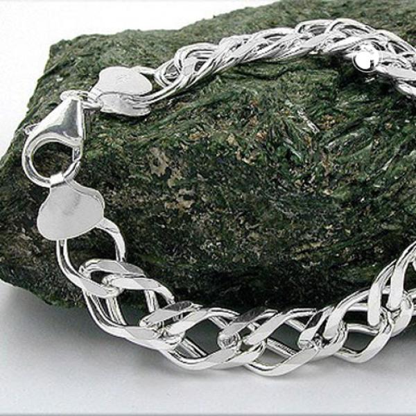 Armband 11x3,5mm Zwillingspanzer Silber 925 21cm
