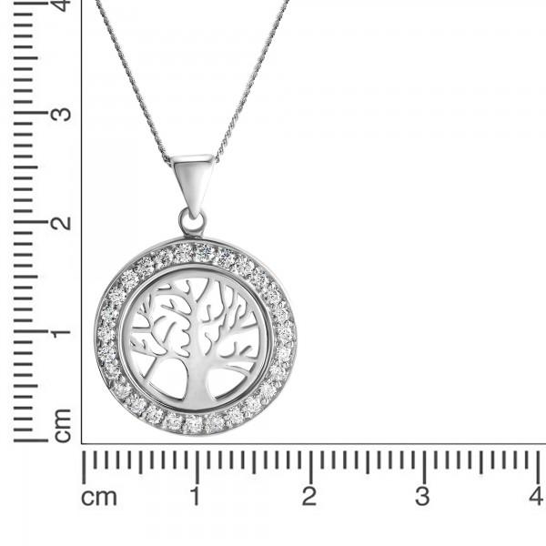 Anhänger mit Kette Panzerkette 925/- Sterling Silber rhodiniert 40+5cm Zirkonia