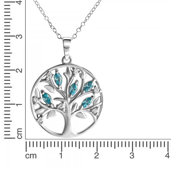 Anhänger mit Kette Ankerkette 925/- Sterling Silber rhodiniert 42+3cm Zirkonia
