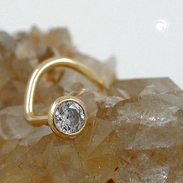 Nasenstecker 2,5mm Spirale mit Zirkonia rund weiß 9Kt GOLD
