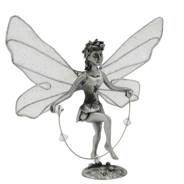 Tischdekoration 65mm Zinnfigur Elfe mit Springseil Corinn