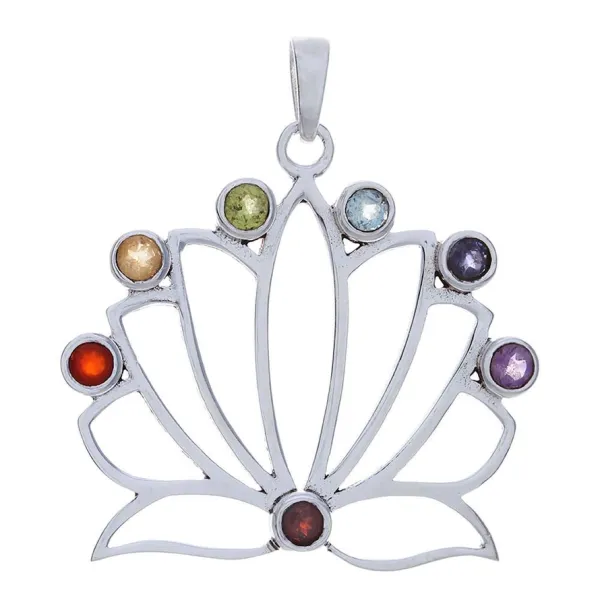 Lotus-Chakra-Anhänger mit Edelsteinen