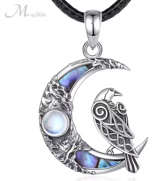 Mond & Rabe – Anhänger aus 925 Silber mit Mondstein und Abalone