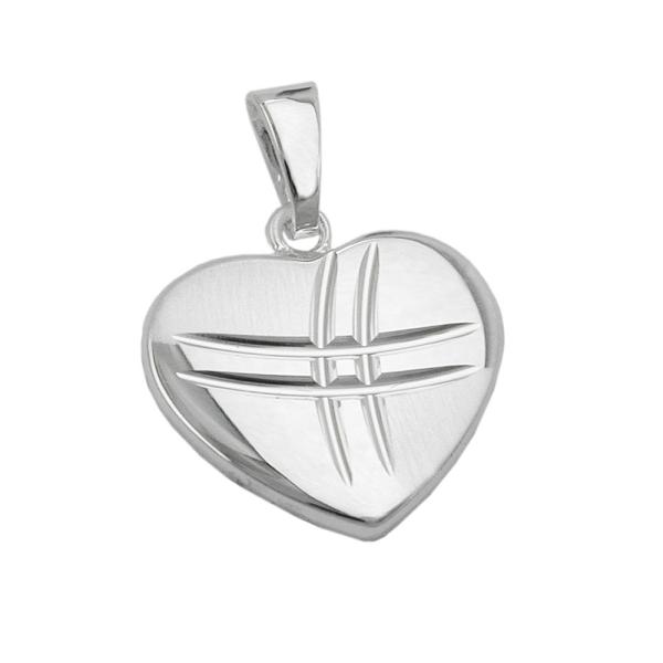 Anhänger 15x16mm Herz matt-glänzend diamantiert Silber 925