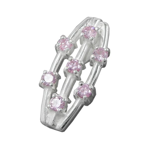 Anhänger 21x9mm 7x Zirkonia pink Silber 925