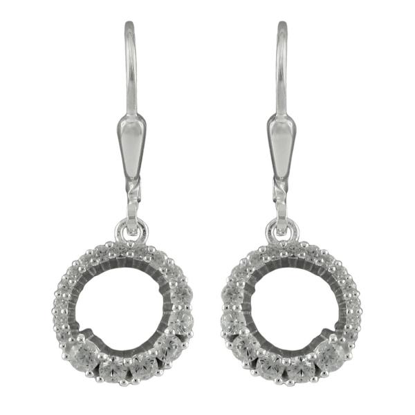 Ohrbrisur Ohrhänger Ohrringe 26x10mm Kreis mit Zirkonias Silber 925