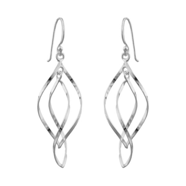 Ohrhaken Ohrring 45x13mm 2x Spitzoval in sich gedreht glänzend Silber 925
