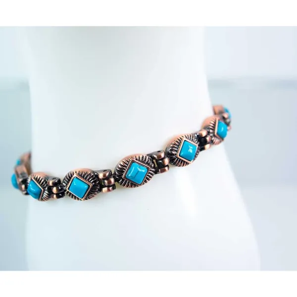 Magnetisches Armband aus Kupfer und Türkis mit Magneten