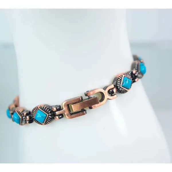 Magnetisches Armband aus Kupfer und Türkis mit Magneten