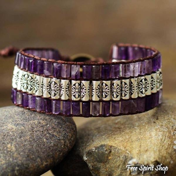 Wickelarmband aus tibetischem Amethyst