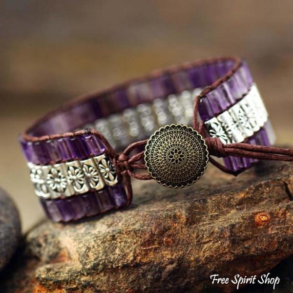 Wickelarmband aus tibetischem Amethyst