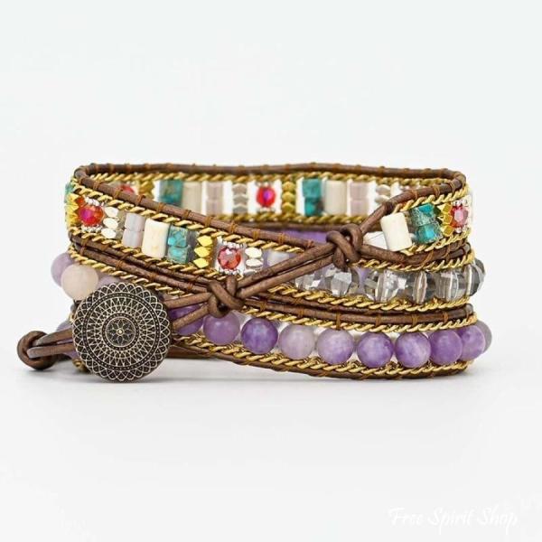 Natürliches Amethyst Herz Wickelarmband