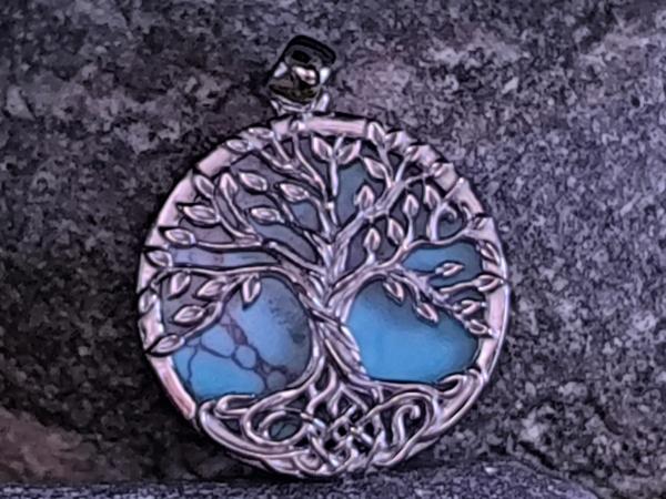 Baum des Lebens Anhänger aus 925 Sterlingsilber mit Türkis