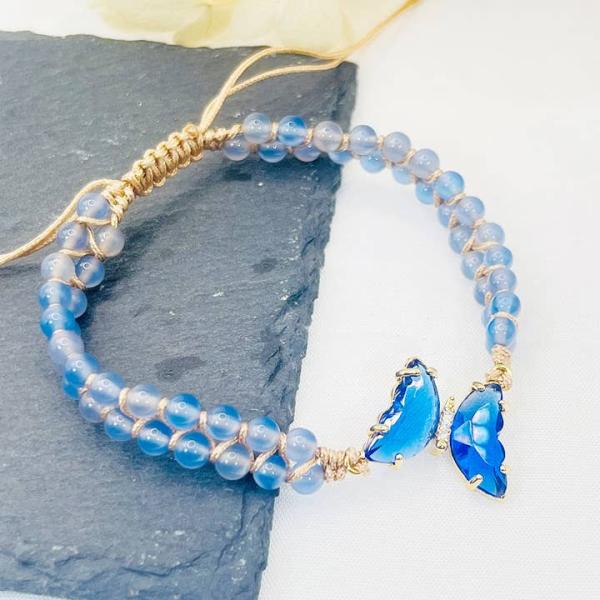 Gewebtes Kristallarmband mit Schmetterling